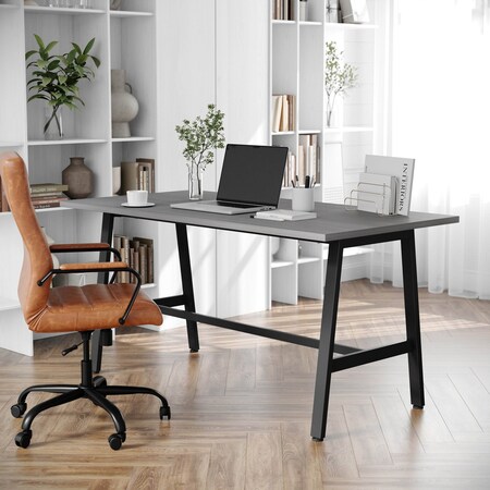 Flash Furniture Redmond 60x30 Conf Tbl w/1in. Thick Dbl Sided Laminate Tbl Top w/PVC and A-Frame Steel Bse, Gry Oak MT-M6030-LTGRY-ABF-GG